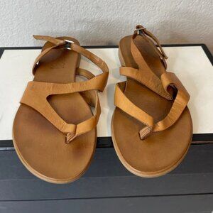 Miz Mooz Inuovo Brown Leather Sandals Bucke Strap Women's Size 39 EU/9 US